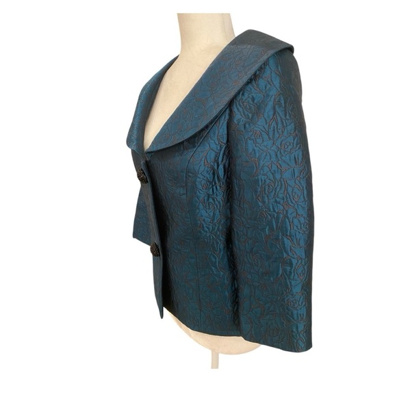 Barbara TFank Womens Jacquard Textured Green Jacket - Picture 2 of 7